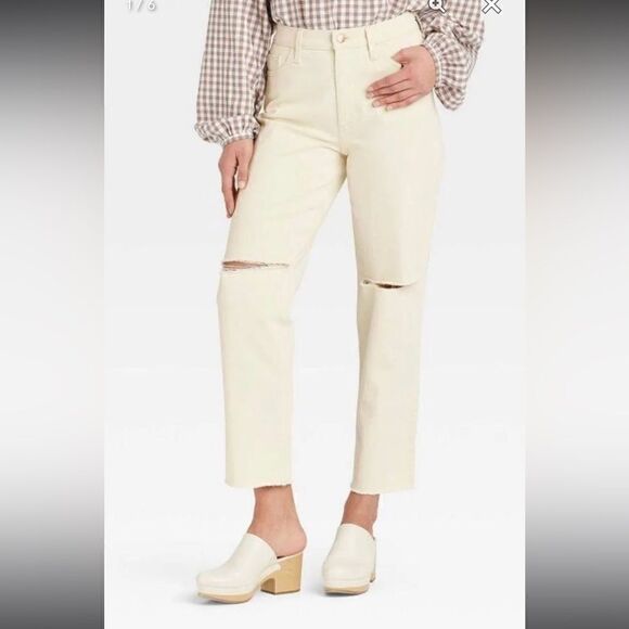Universal Thread Women's Cream and White Jeans 14 - Picture 2 of 5